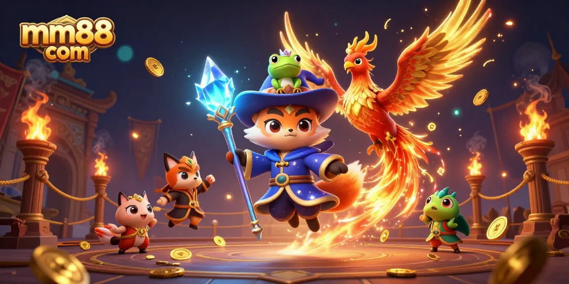 Experience exciting gameplay at mm88 com with a mystical wizard and dynamic casino visuals.