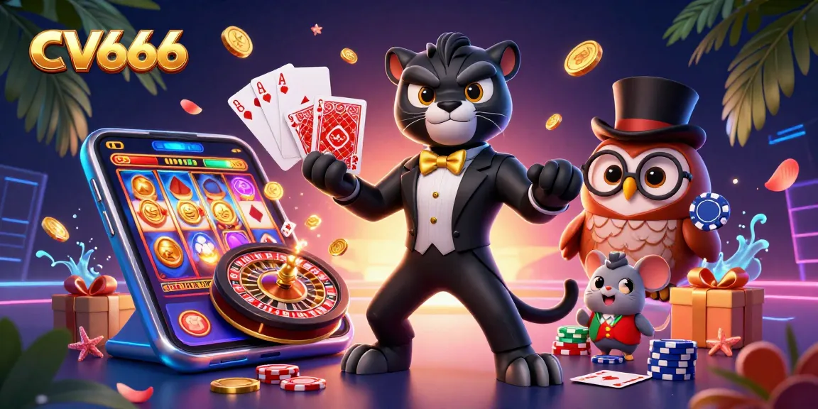 Experience exciting gameplay at CV666 with engaging characters, colorful slot games, and vibrant casino elements.