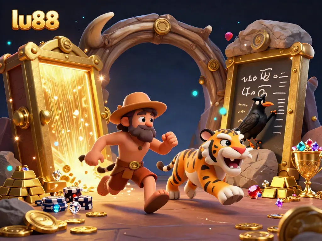 Engage in thrilling action at lu88 online casino featuring dynamic characters in an ancient treasure-filled scene.