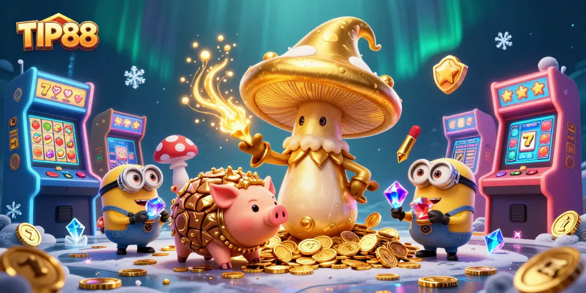 Experience thrilling gaming adventures at TIP88 with golden magic and vibrant arcade elements.