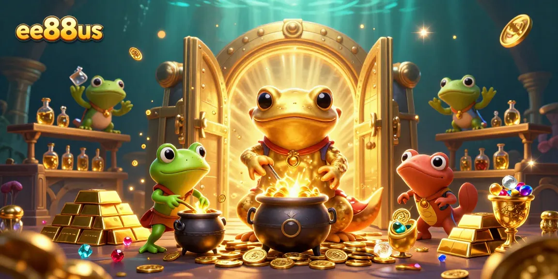 ee88us players winning big in a dynamic 3D casino scene with golden treasures