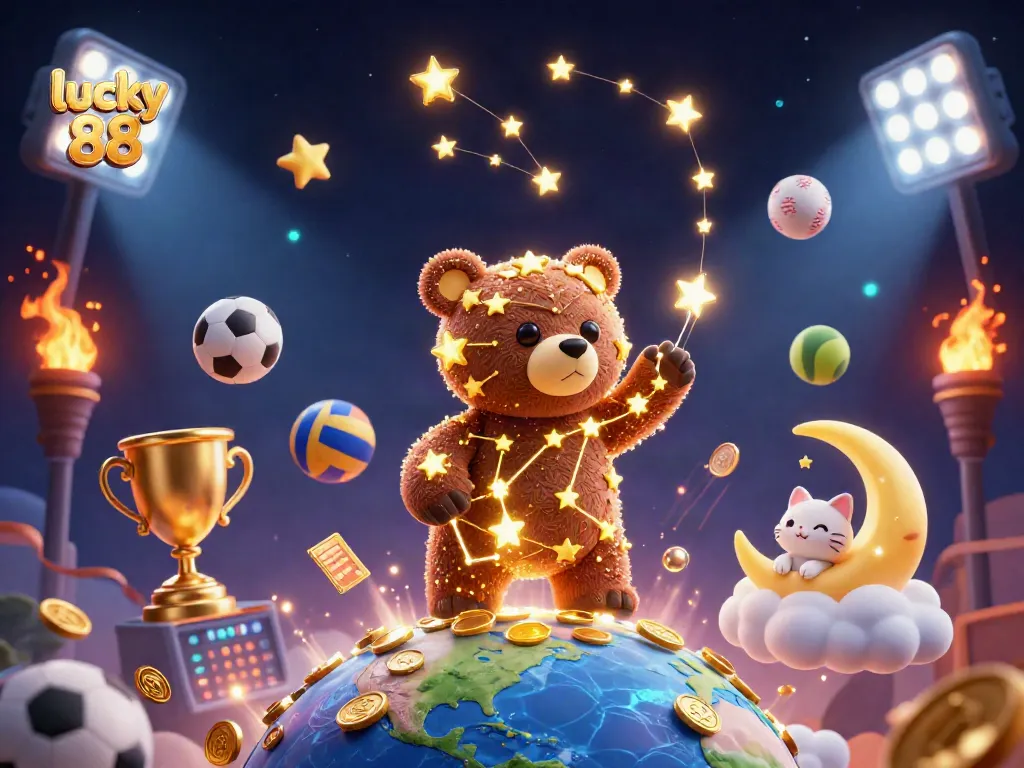 Engage with the dynamic lucky 88 casino experience among sports balls and vibrant illustrations.
