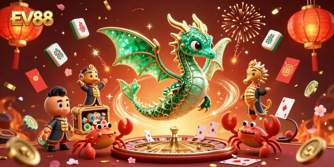 Engaging EV88 casino scene featuring a majestic sea dragon and vibrant game elements.
