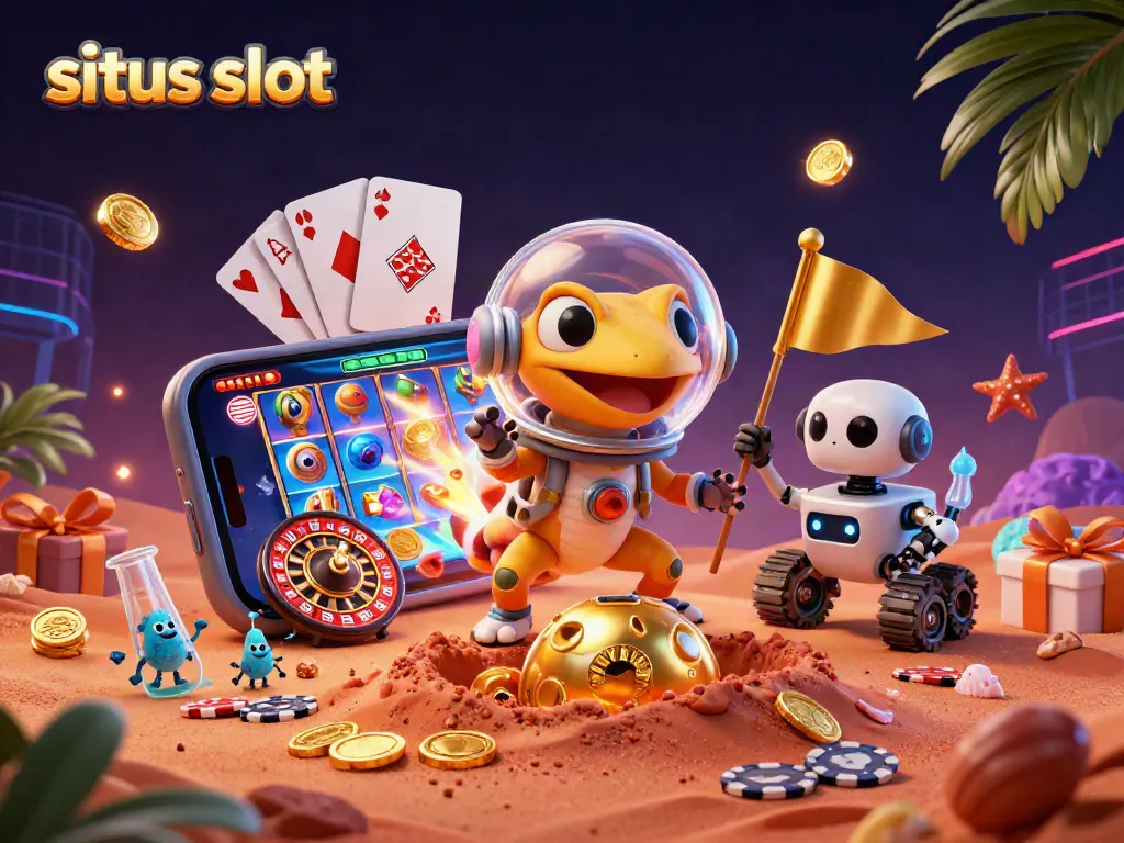 Menangkan permainan di situs slot dengan visual berwarna cerah dan elemen kasino yang menarik.