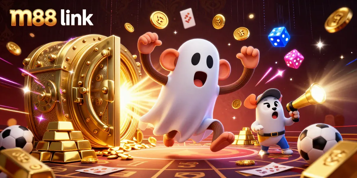 Bet on the thrilling m88 link with a playful monkey and a curious puppy in a vibrant betting scene.