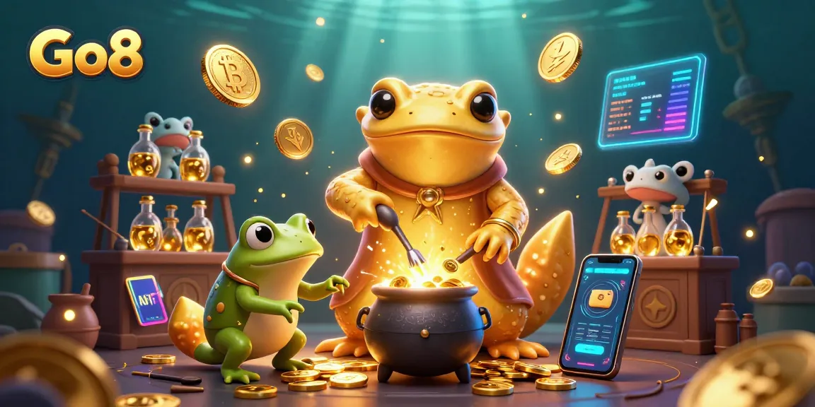 Experience the thrill at Go8 with golden coins and a dynamic casino scene filled with excitement.
