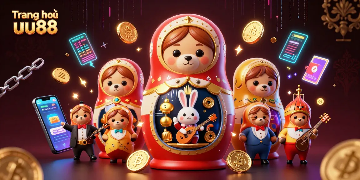 Engage with Trang chủ uu88 in a vibrant 3D casino scene featuring charming cartoon bears and crypto elements.