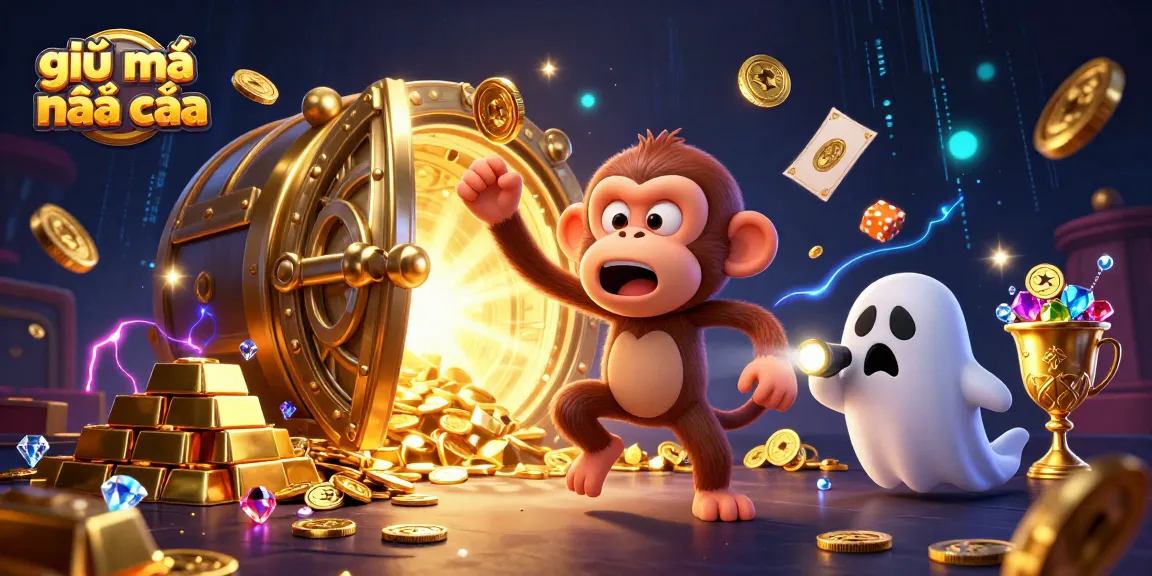 Engage in "giải mã nhà cái" while exploring a haunted casino scene with gold treasures and an adventurous puppy.