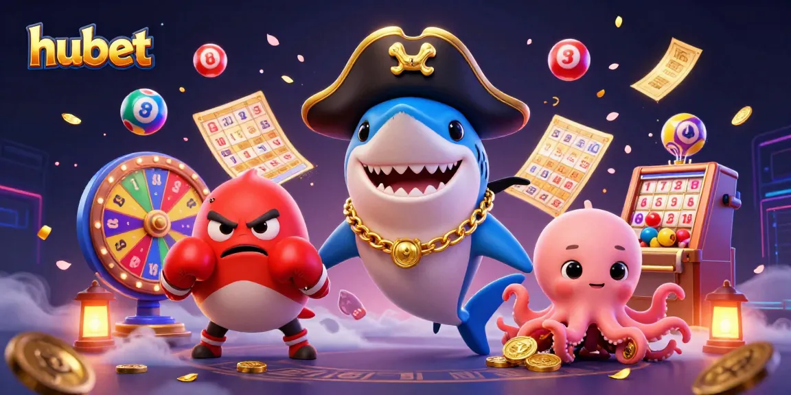 Experience winning with hubet's thrilling casino games in this vibrant, detailed illustration.