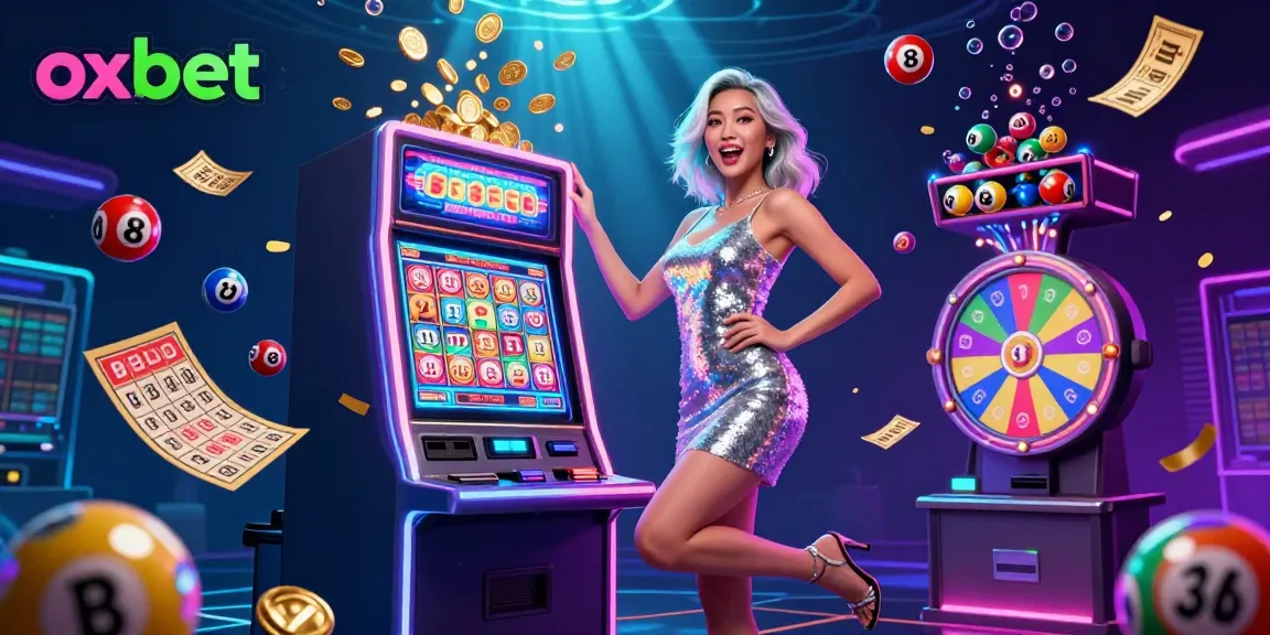 Experience the excitement of winning big with OXBET's vibrant slot machine jackpot scene.