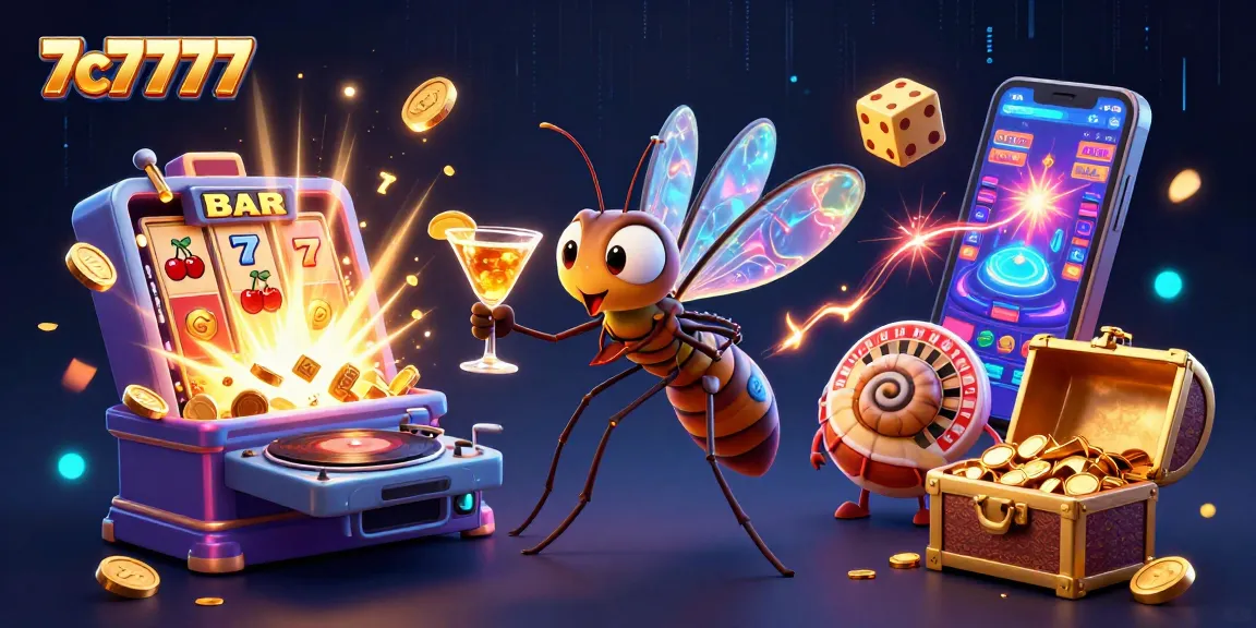 Experience the vibrant gaming action of 7c7777 with a dynamic casino scene featuring unique characters and elements.