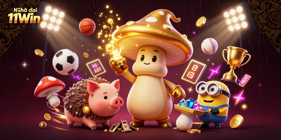 Experience thrilling sports betting with Nhà cái 11Win in this vibrant 3D casino illustration.