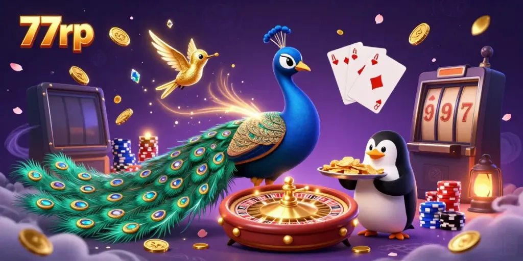 Immerse in the vibrant action of 77rp with captivating characters and dynamic casino elements.