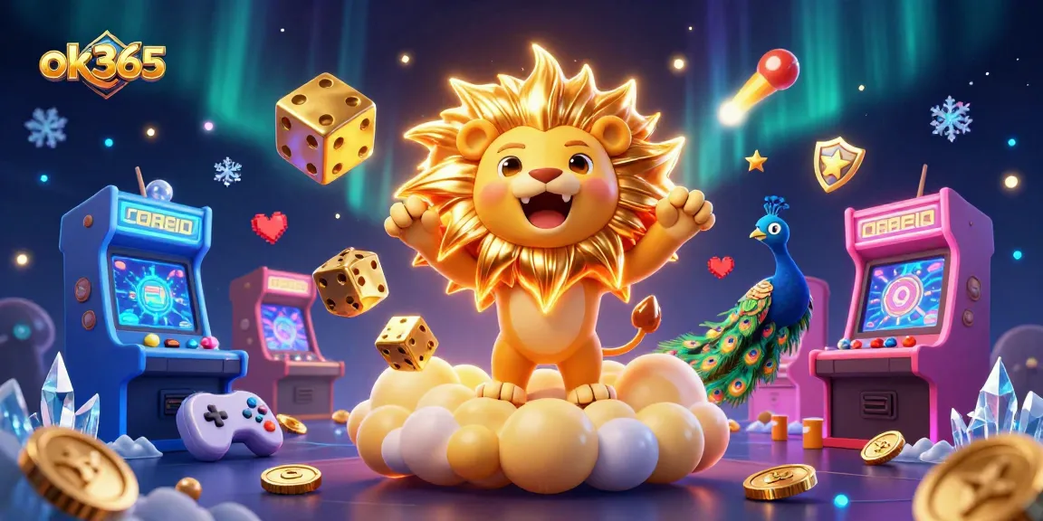 Experience thrilling gaming riches at ok365 with a vibrant 3D casino scene featuring a roaring lion and spectacular elements.
