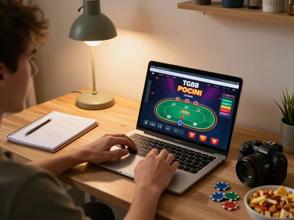 Player engages in casino gameplay at home using TG88 for an enjoyable experience.