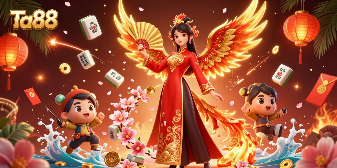 Engage in the gaming action with Ta88, featuring a vibrant scene of luck and fortune.