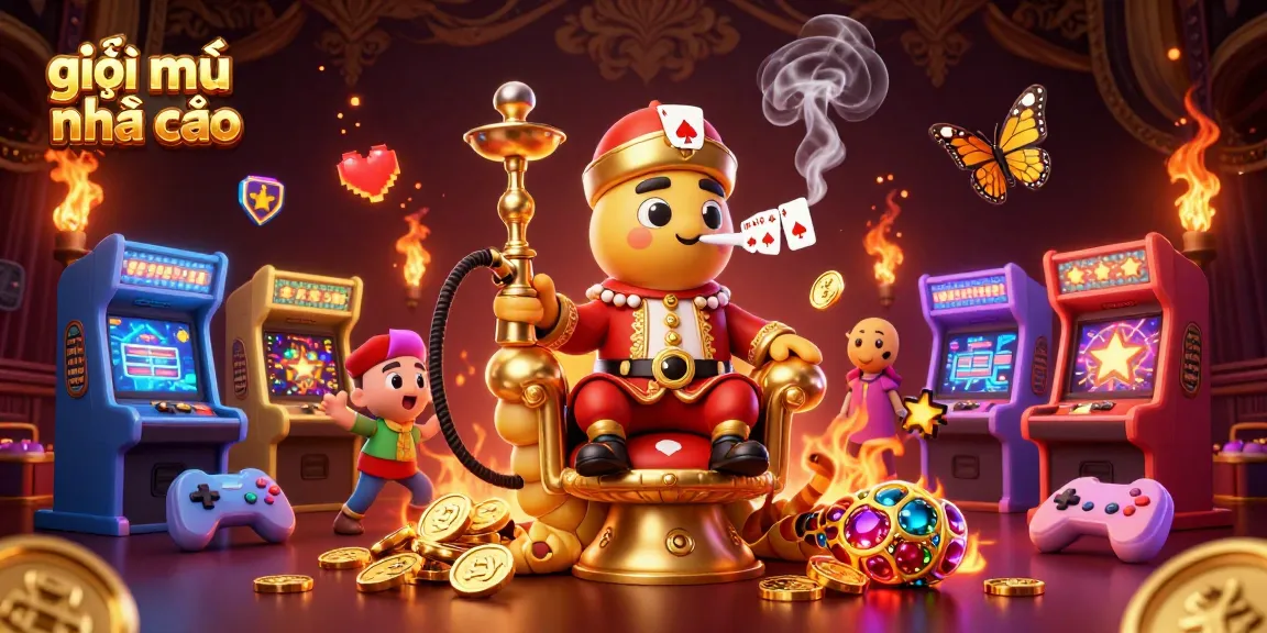 Reveal the essence of giải mã nhà cái with an engaging 3D casino scene showcasing a whimsical hookah-master and gaming elements.