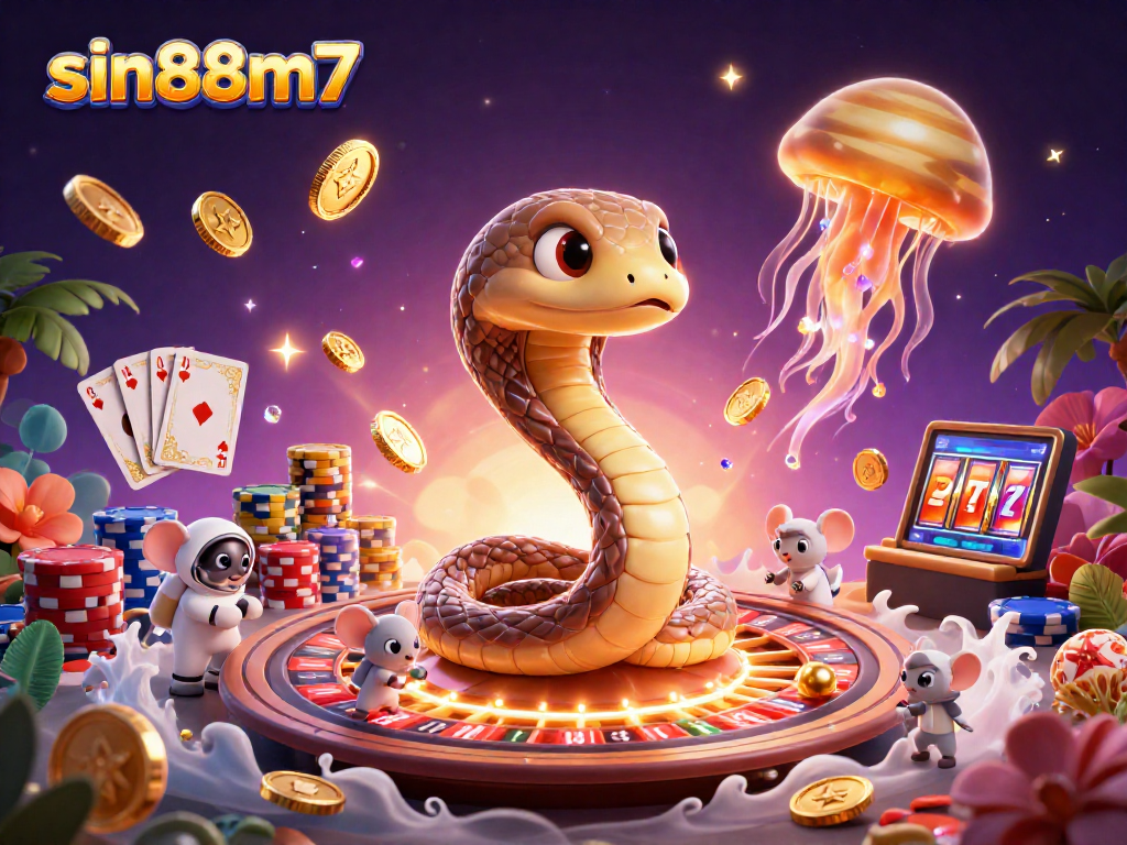 Experience the thrilling gameplay at sin88m7 with animated reels, cosmic characters, and vibrant casino environments.