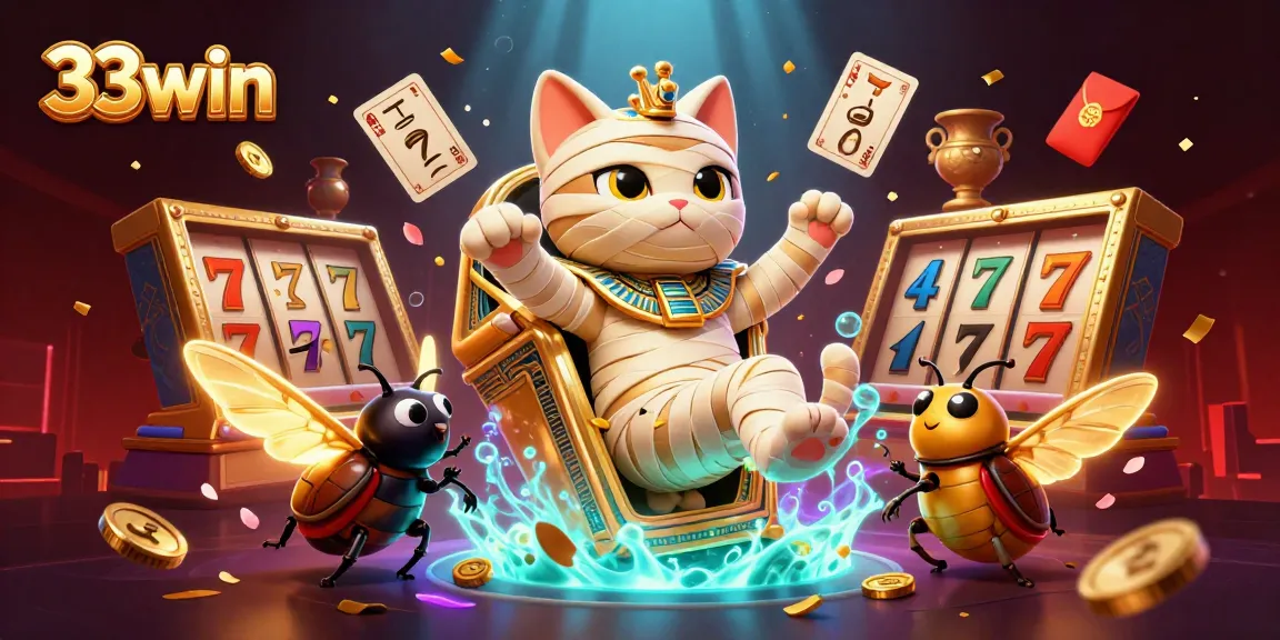 Experience thrilling fun at 33win with vibrant casino elements and colorful characters.