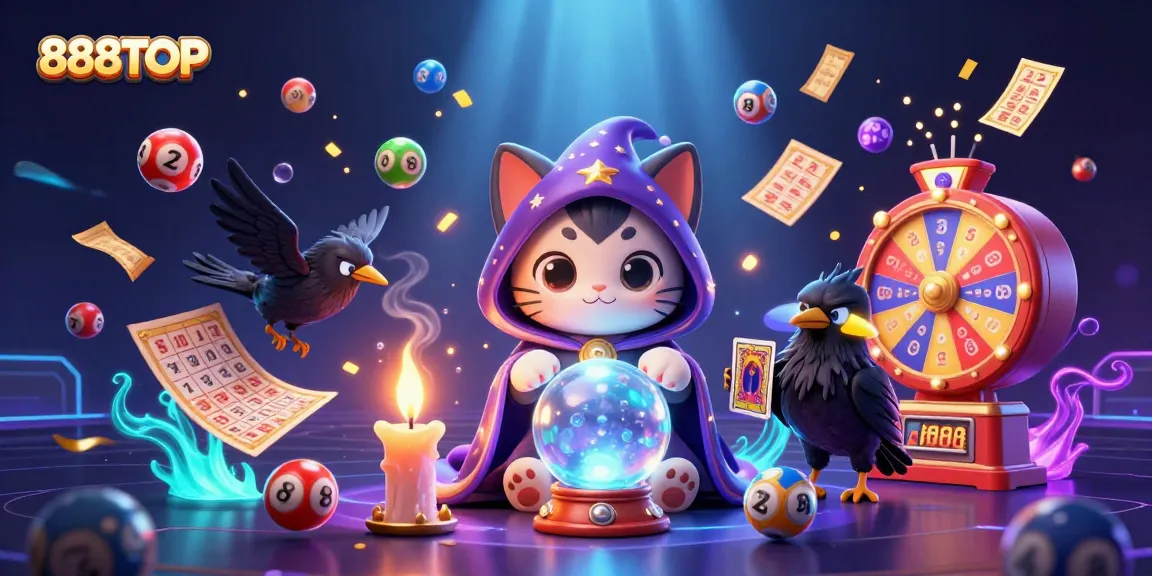 Experience thrilling wins with 888TOP in this vibrant lottery-themed illustration.