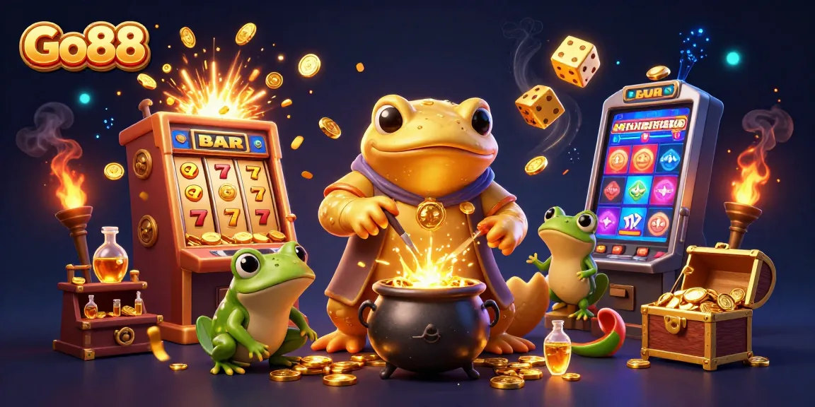 Experience Go88's thrilling jackpot with a golden salamander alchemist and vibrant casino elements.