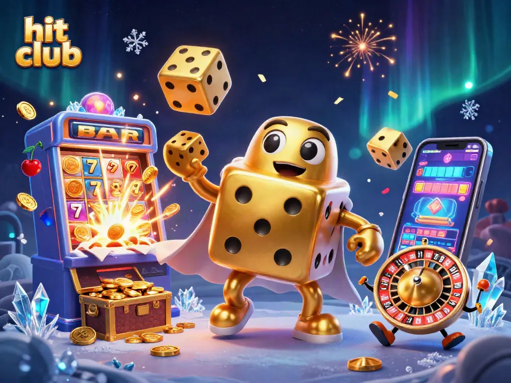 Hit club players enjoy thrilling winning spins at a vibrant casino, surrounded by jackpot elements.
