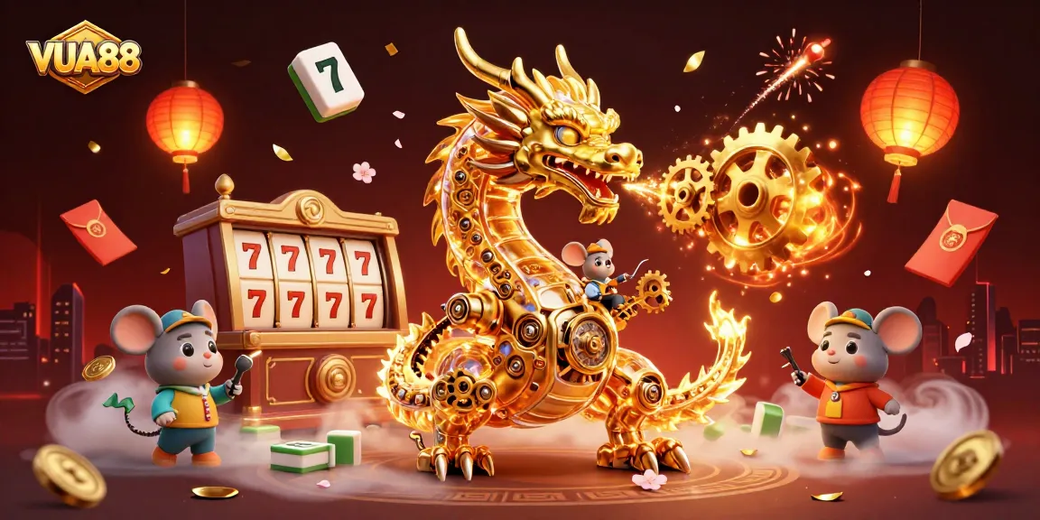 Experience thrilling gameplay at VUA88 featuring a golden dragon and rich casino elements.