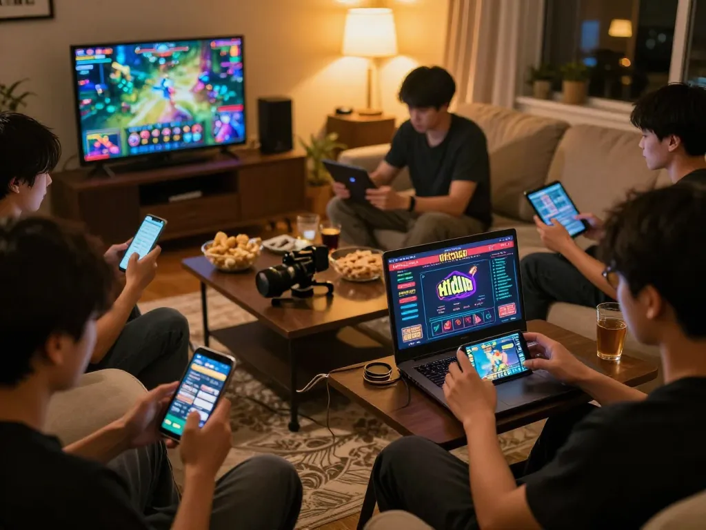 Players enjoying exciting games on Hitclub app in a cozy home environment.