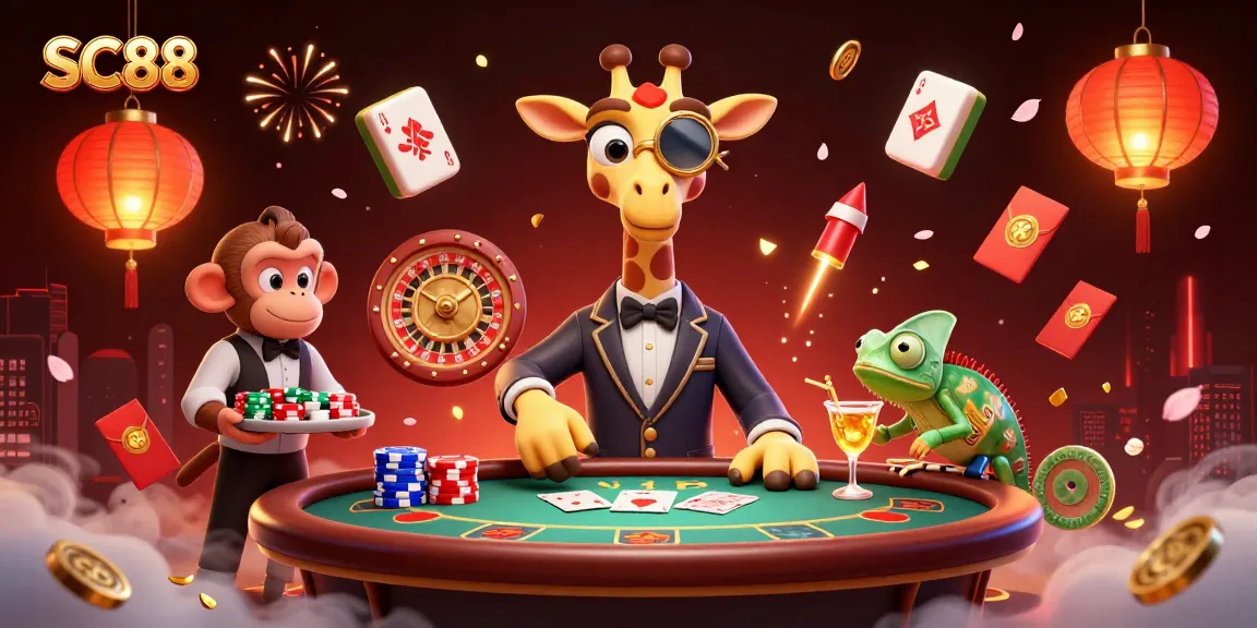Experience SC88 gaming excitement with a dynamic scene of poker and vibrant casino elements.