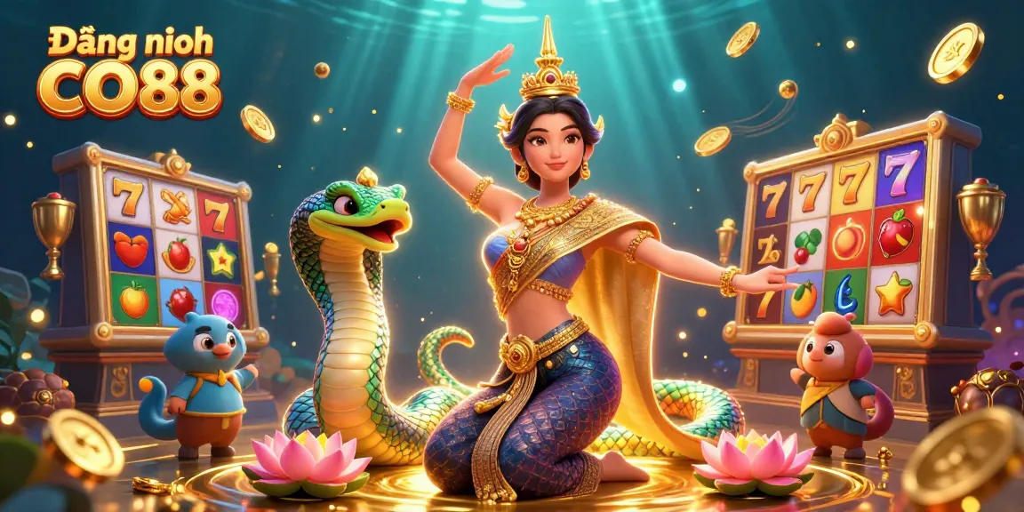 Experience Đăng nhập CO88 in a vibrant 3D casino scene showcasing enchanting characters and slot elements.