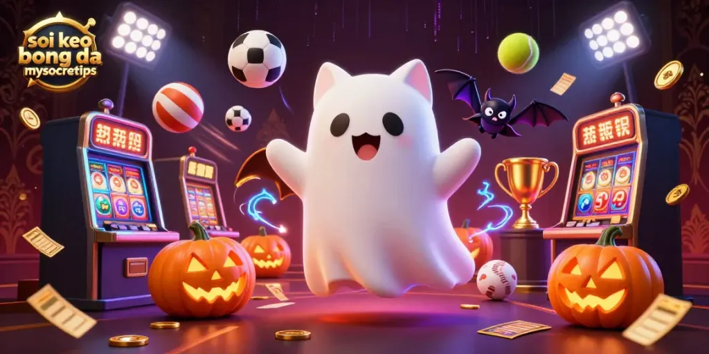 Soi keo bong da mysoccertips illuminates a vibrant casino scene with playful characters and dynamic sports elements.