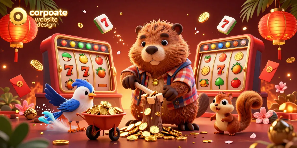 Catching gold coins in a dynamic corporate website design scene showcasing engaging casino elements.