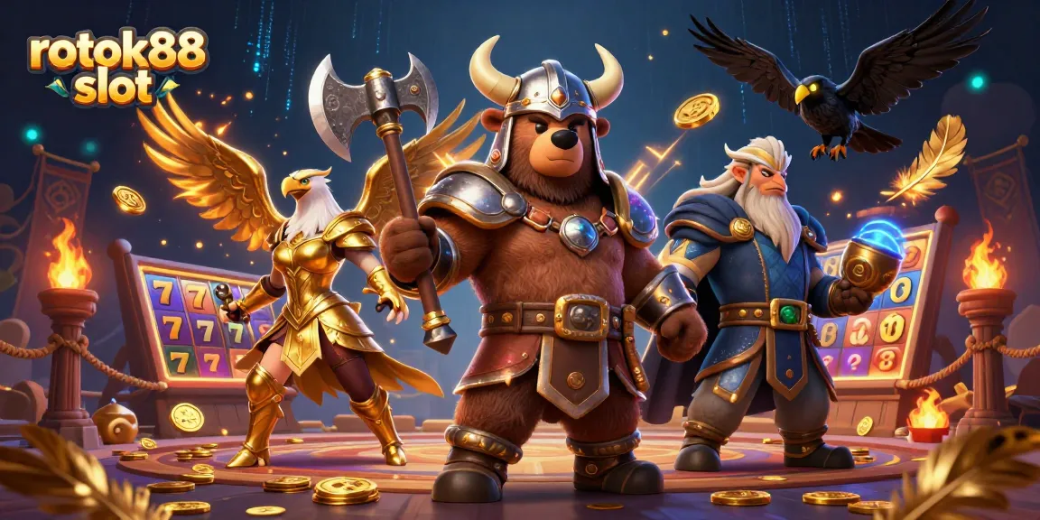 Experience the excitement of rokok88 slot with an action-packed 3D casino scene featuring dynamic characters.