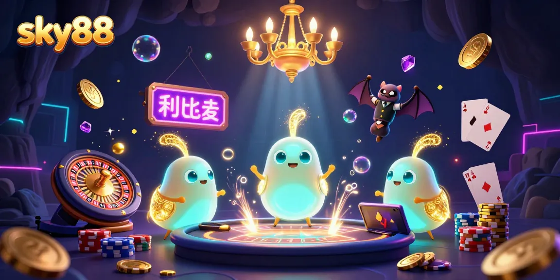 Engage with sky88's vibrant cave casino illuminated by glowworms and rich gaming elements.