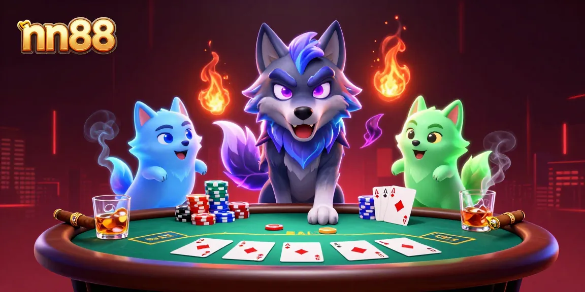 Engage with the thrill at nn88 with poker legends and glowing mystical wolves.