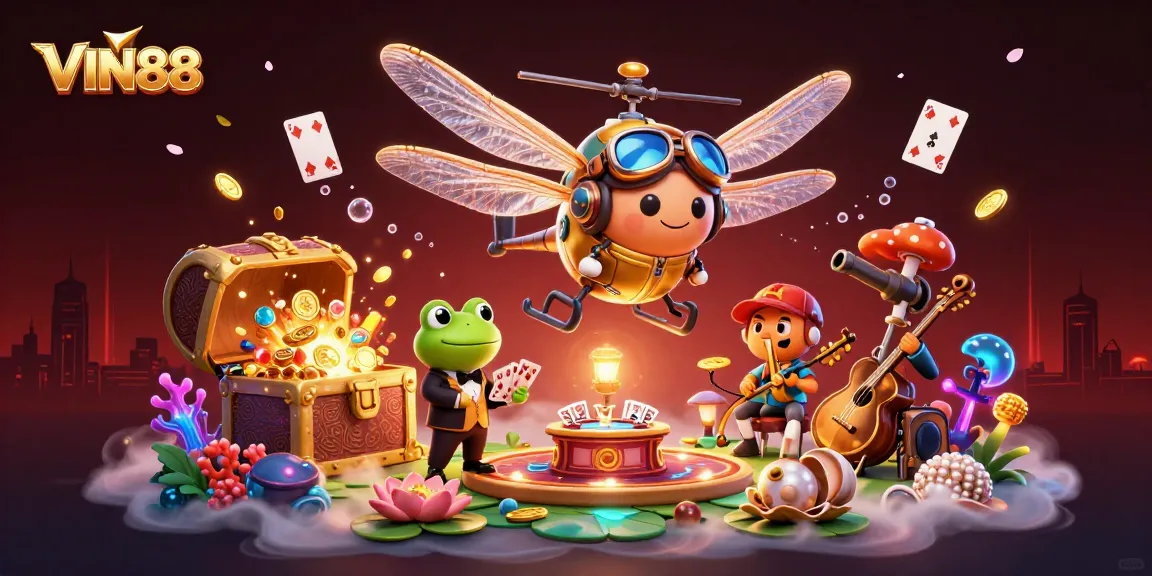 Experience thrilling gaming adventures at VIN88 with dynamic casino elements and engaging characters.