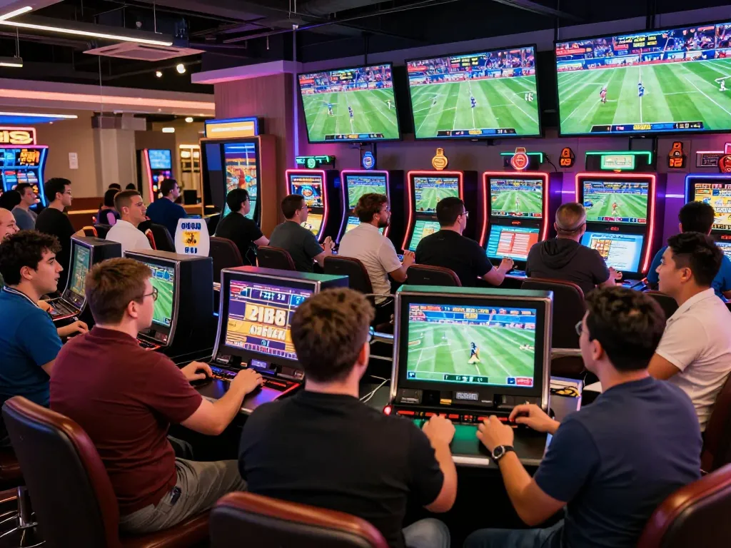 Placing bets at https://va88.now/ in a lively sports betting atmosphere filled with excitement