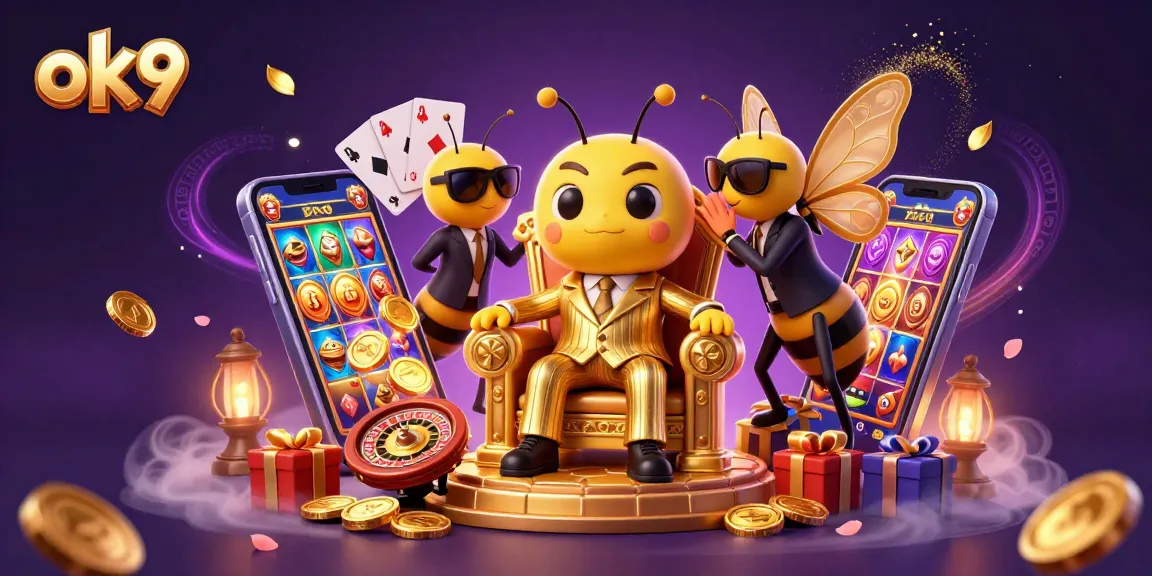Experience exhilarating gaming with ok9’s vibrant 3D casino scene featuring thrilling slot elements.