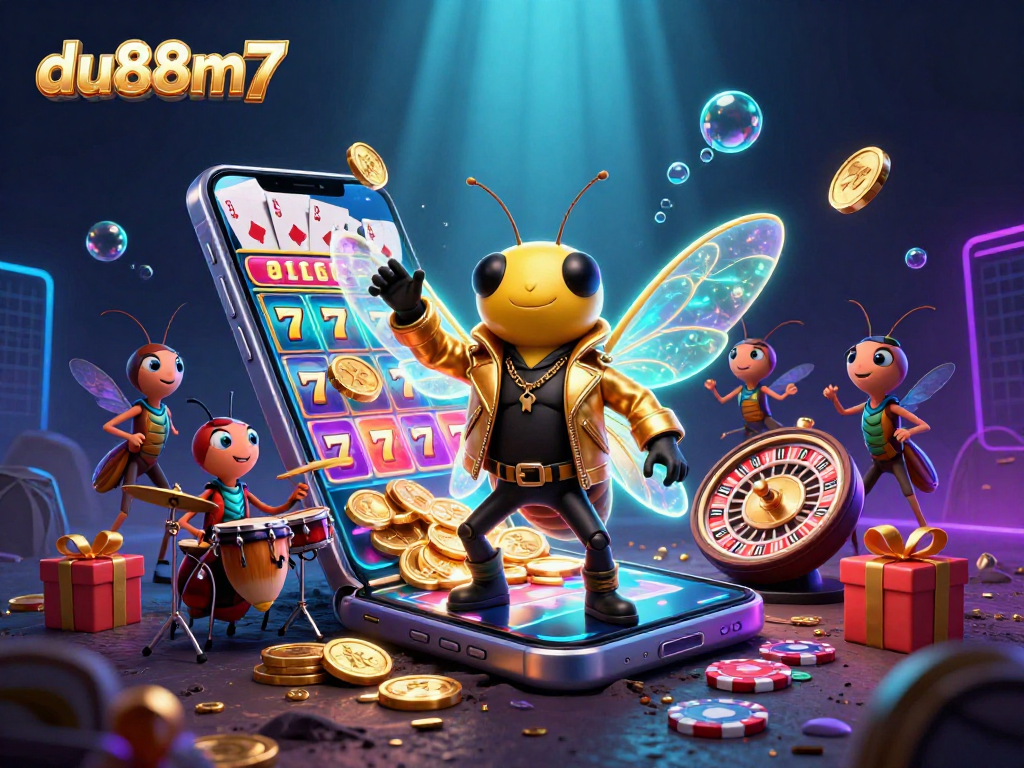 Experience the thrill of du88m7 with vibrant slot game visuals in a packed casino scene.