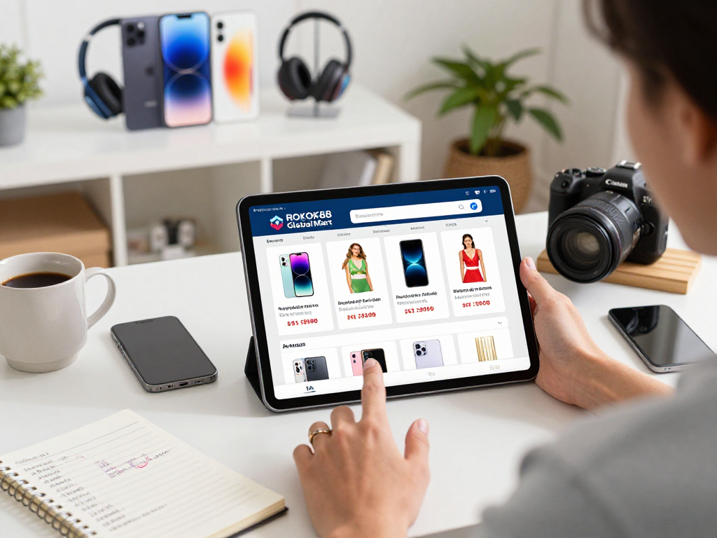 Engaging online shopping with rokok88 app, showcasing electronics and fashion accessories.