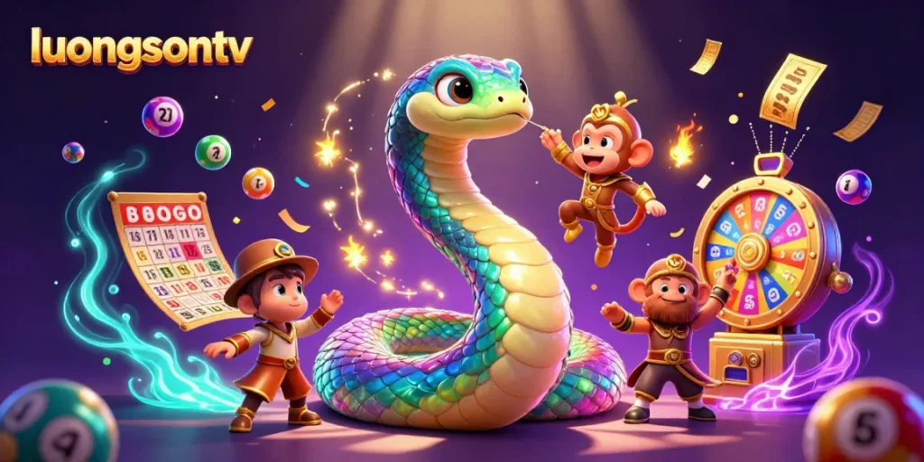 Experience the thrill of betting with luongsontv as lottery elements bounce around a vibrant scene.